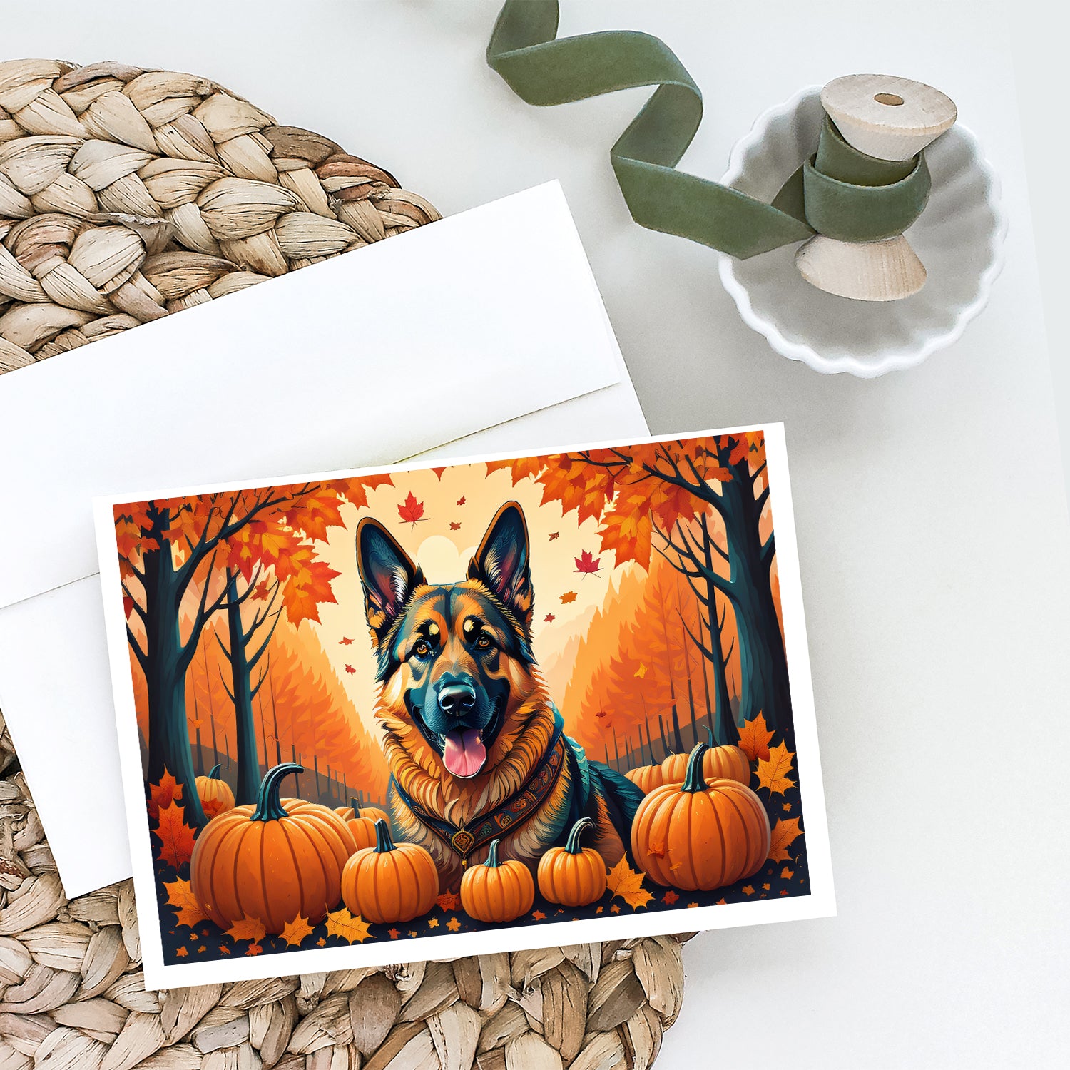 Buy this German Shepherd Fall Greeting Cards and Envelopes Pack of 8