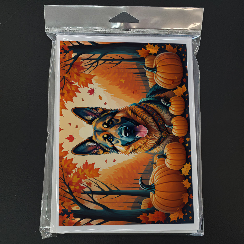 German Shepherd Fall Greeting Cards and Envelopes Pack of 8  the-store.com.