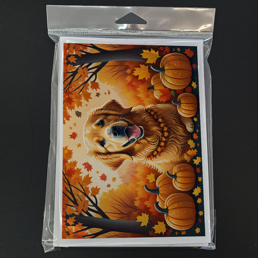 Golden Retriever Fall Greeting Cards and Envelopes Pack of 8  the-store.com.