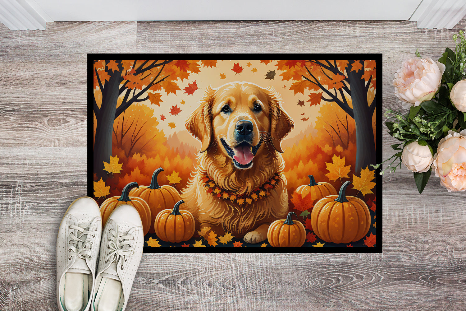 Golden Retriever Fall Doormat 18x27  the-store.com.