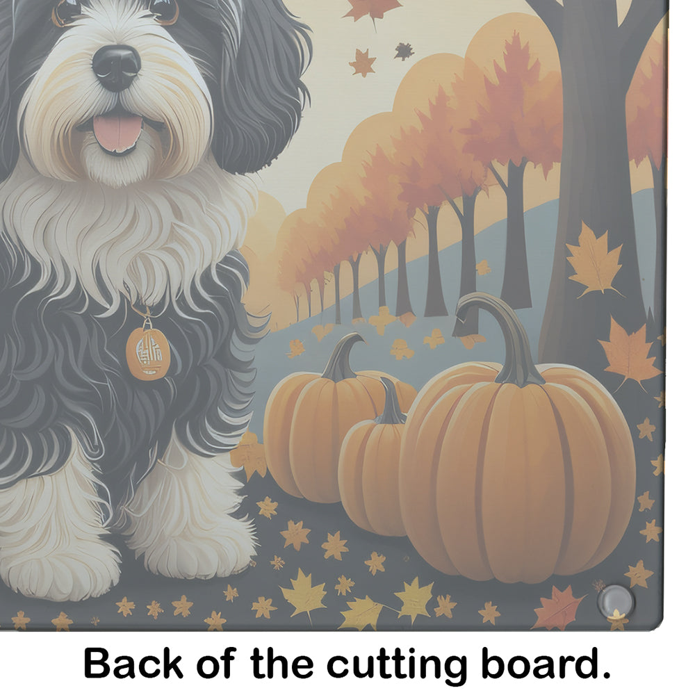Havanese Fall Glass Cutting Board Large  the-store.com.