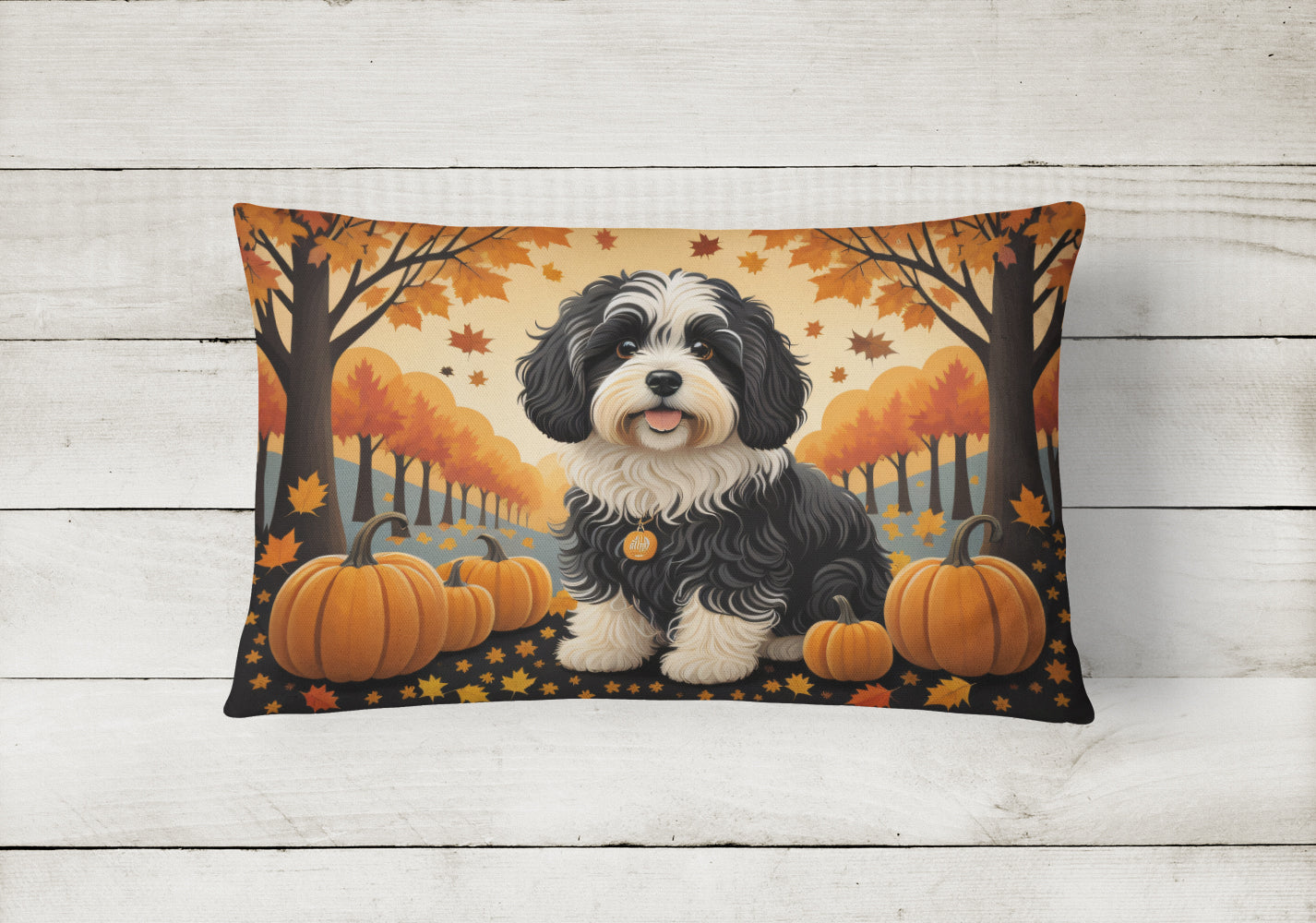 Havanese Fall Fabric Decorative Pillow