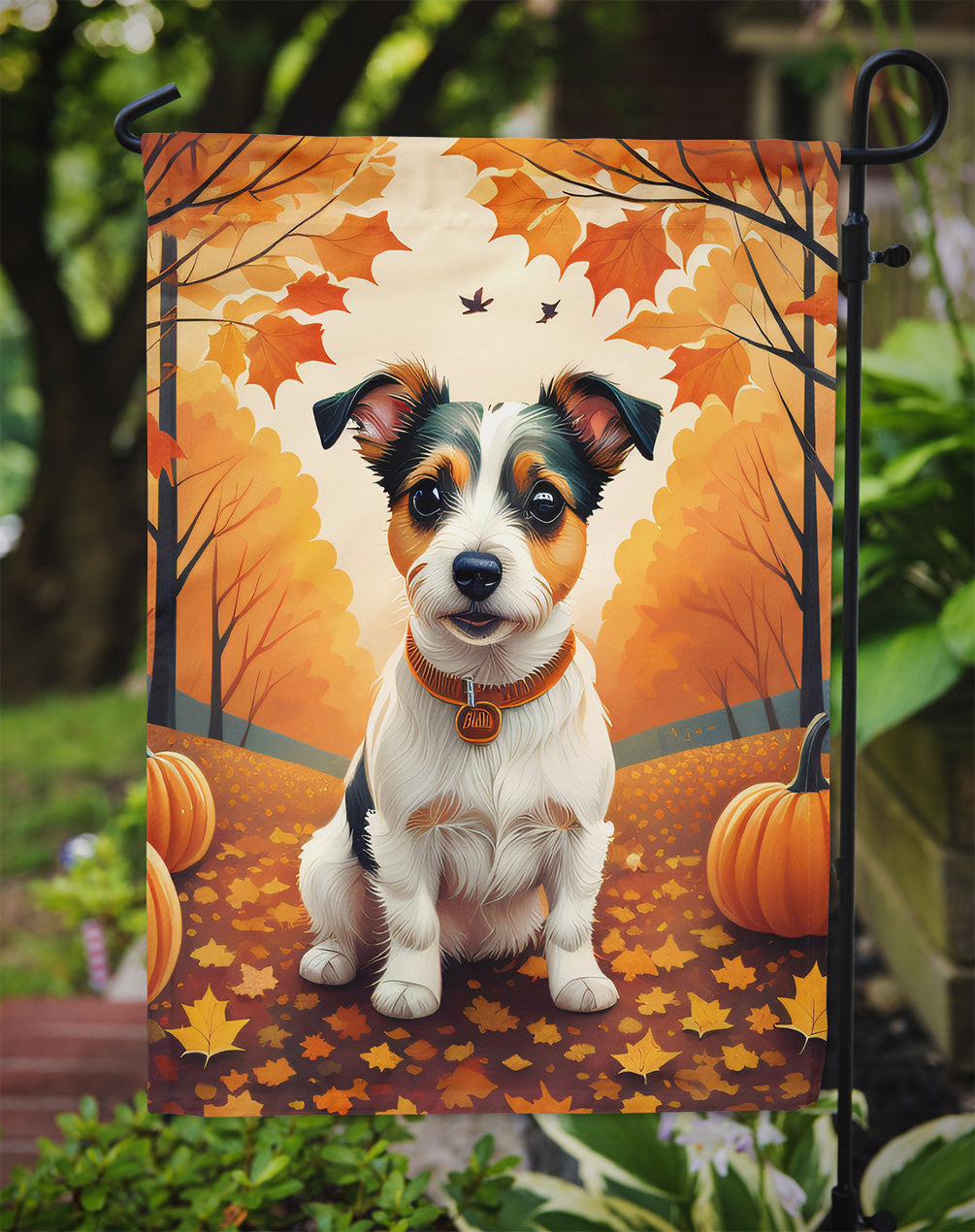 Jack Russell Terrier Fall Garden Flag  the-store.com.