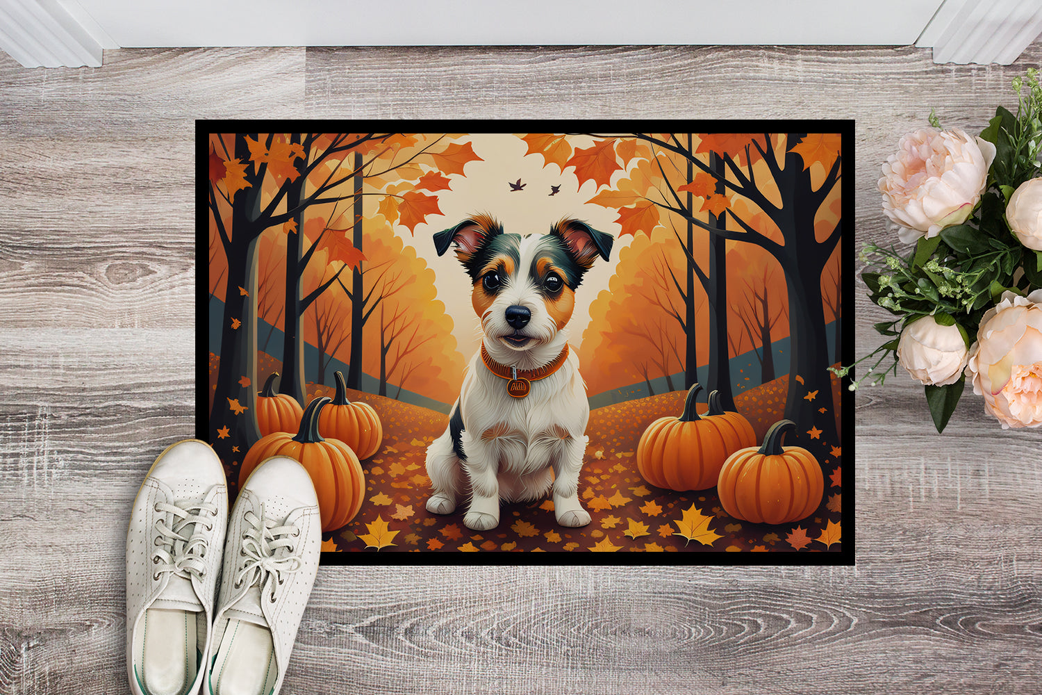 Jack Russell Terrier Fall Indoor or Outdoor Mat 24x36  the-store.com.