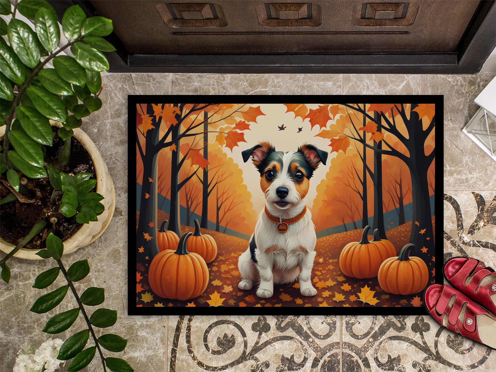 Jack Russell Terrier Fall Indoor or Outdoor Mat 24x36  the-store.com.