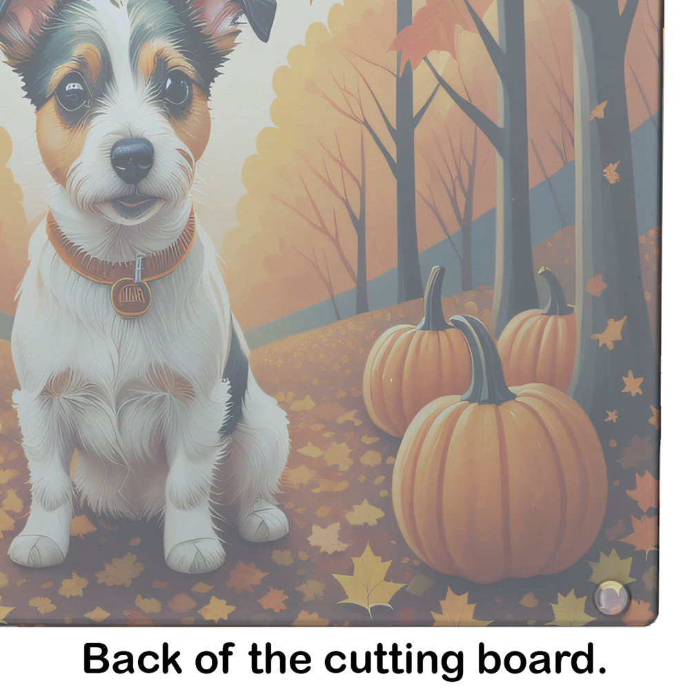 Jack Russell Terrier Fall Glass Cutting Board Large  the-store.com.
