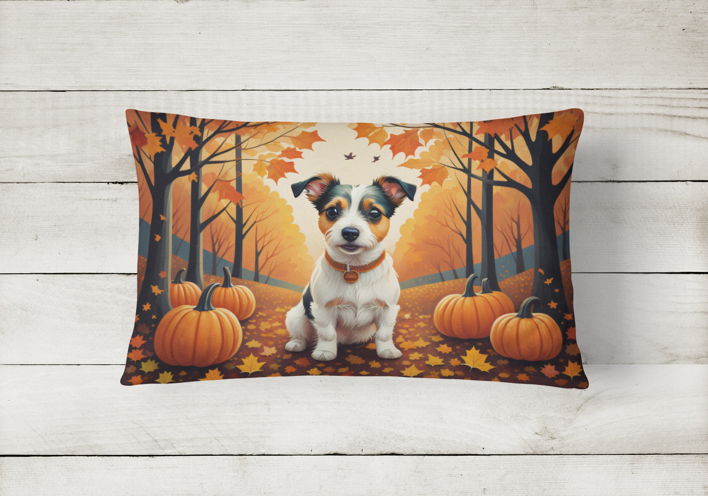 Jack Russell Terrier Fall Fabric Decorative Pillow  the-store.com.