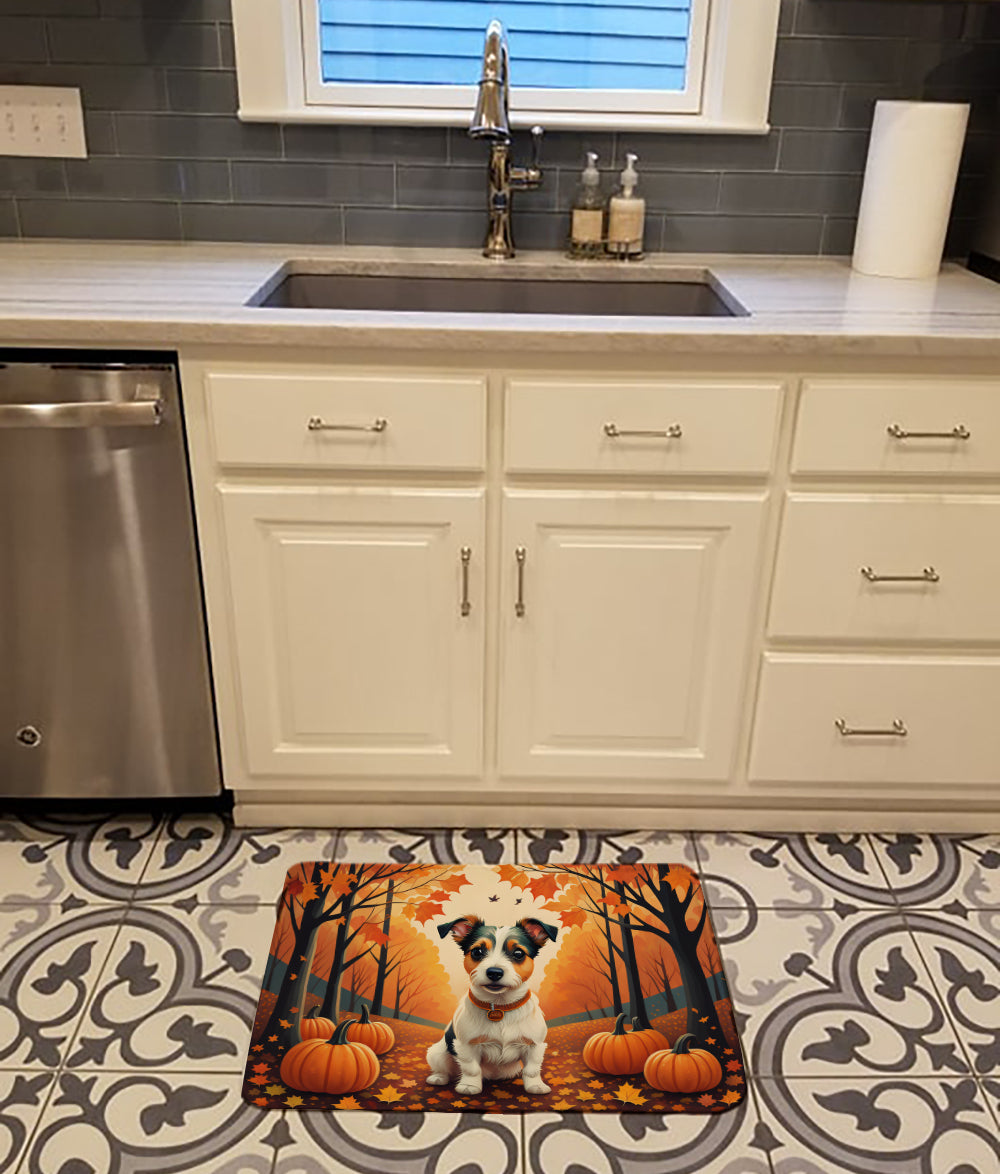 Jack Russell Terrier Fall Memory Foam Kitchen Mat