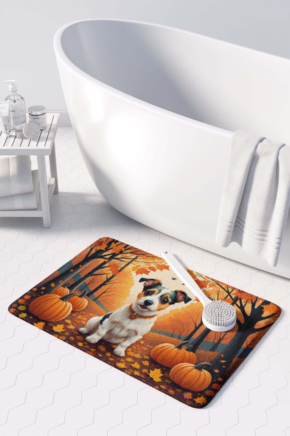 Jack Russell Terrier Fall Memory Foam Kitchen Mat