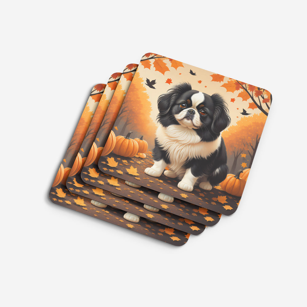 Japanese Chin Fall Foam Coaster Set of 4