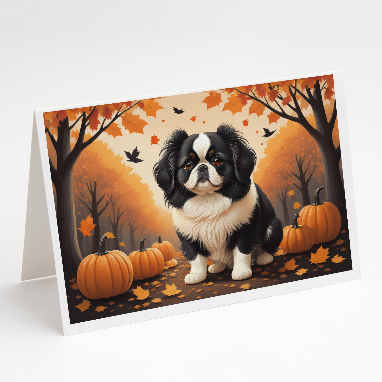 Buy this Japanese Chin Fall Greeting Cards and Envelopes Pack of 8