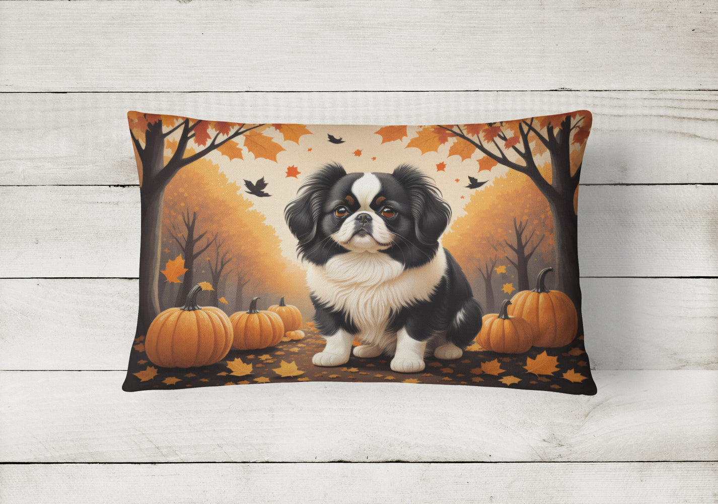 Japanese Chin Fall Fabric Decorative Pillow