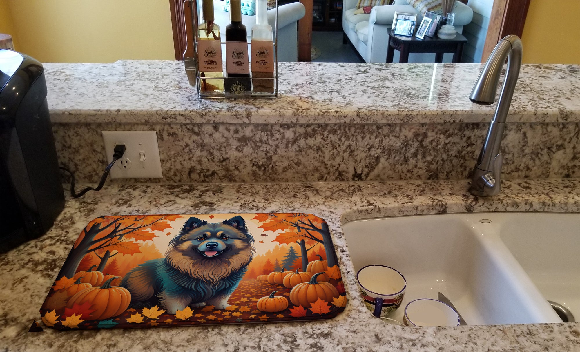 Keeshond Fall Dish Drying Mat  the-store.com.