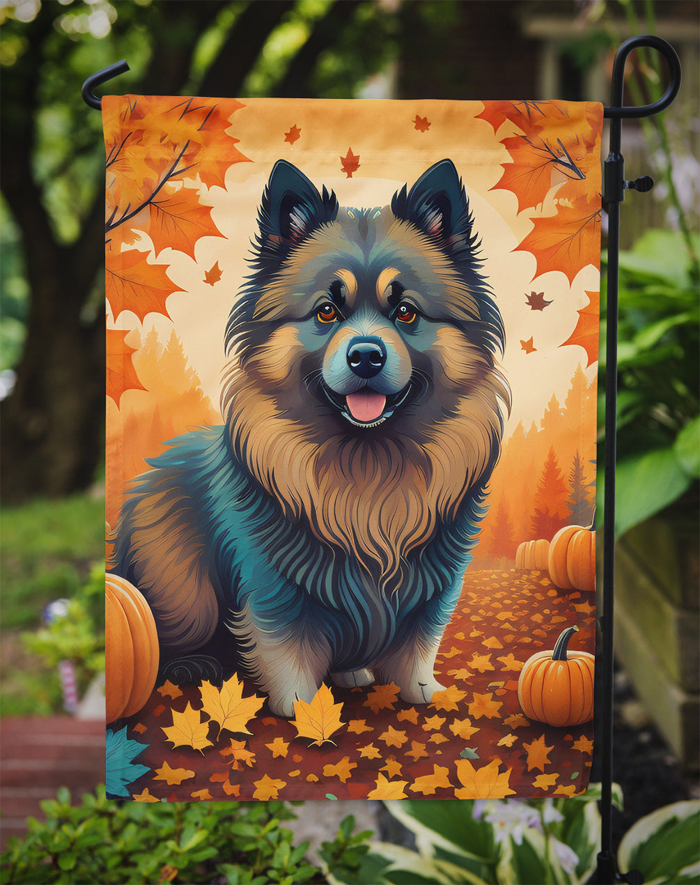 Keeshond Fall Garden Flag  the-store.com.