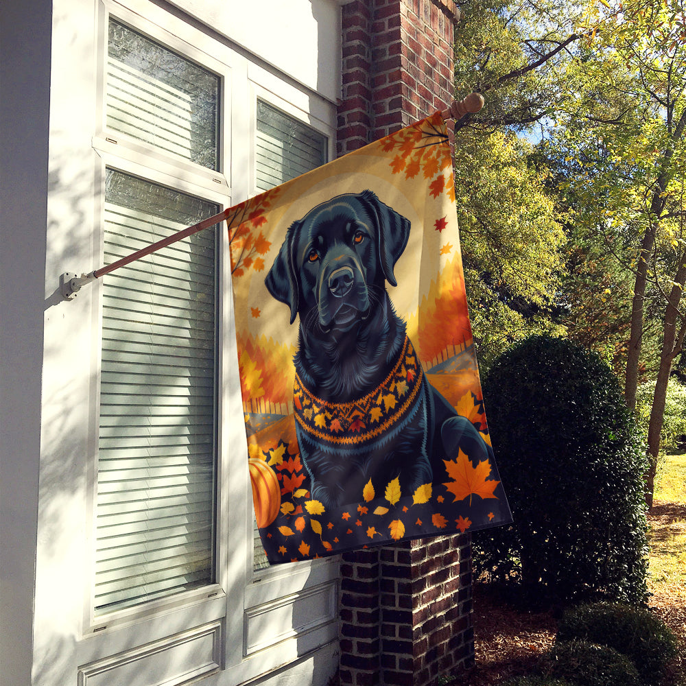 Black Labrador Retriever Fall House Flag  the-store.com.