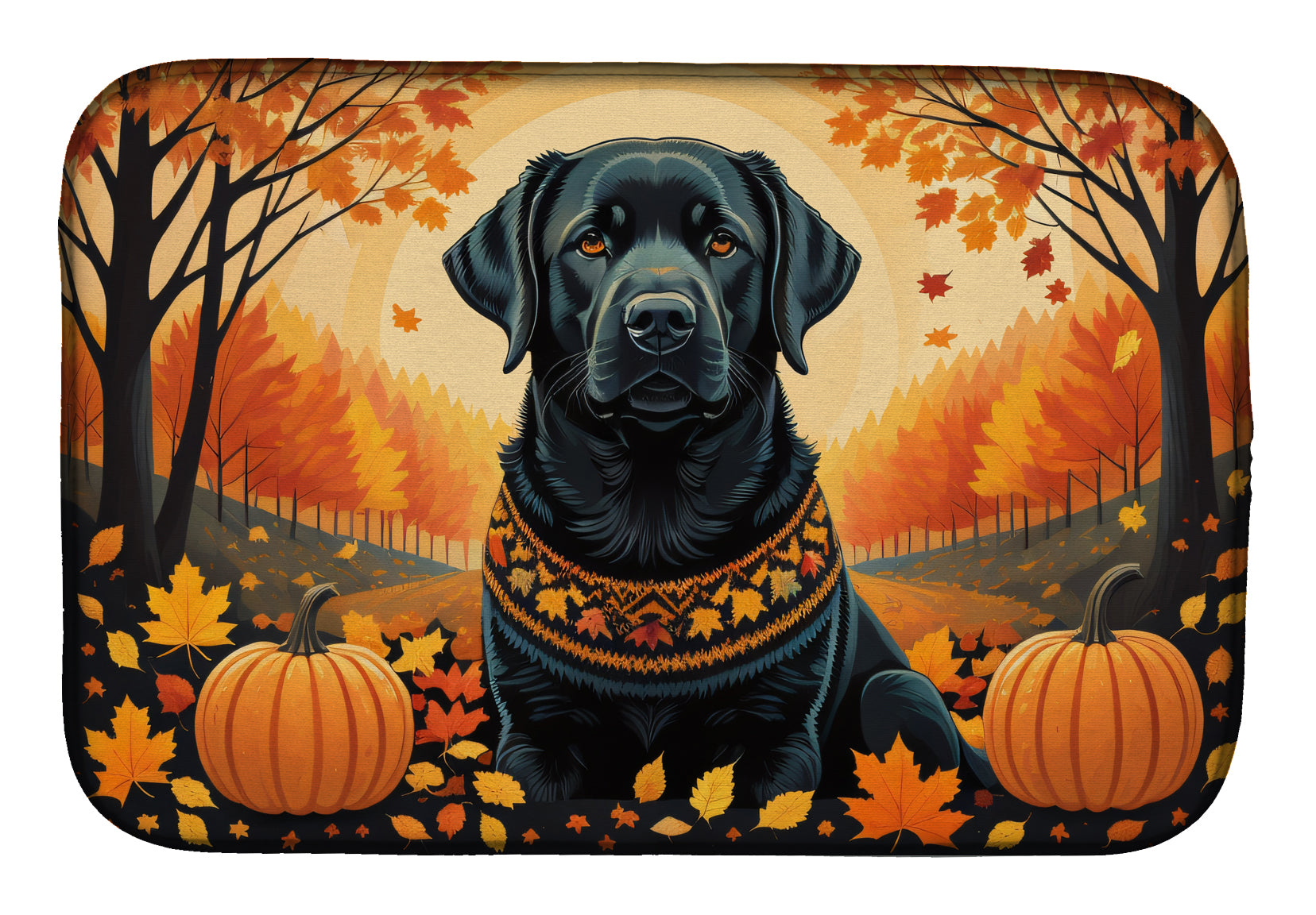 Buy this Black Labrador Retriever Fall Dish Drying Mat