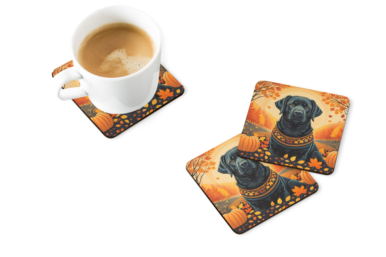 Black Labrador Retriever Fall Foam Coaster Set of 4  the-store.com.