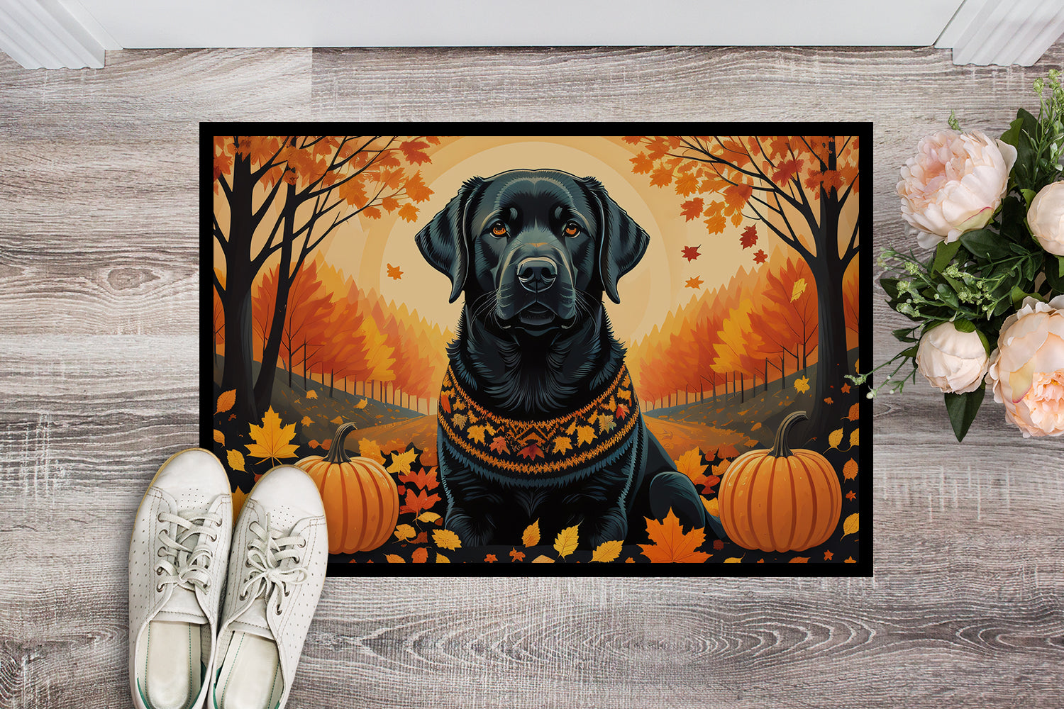 Buy this Black Labrador Retriever Fall Indoor or Outdoor Mat 24x36