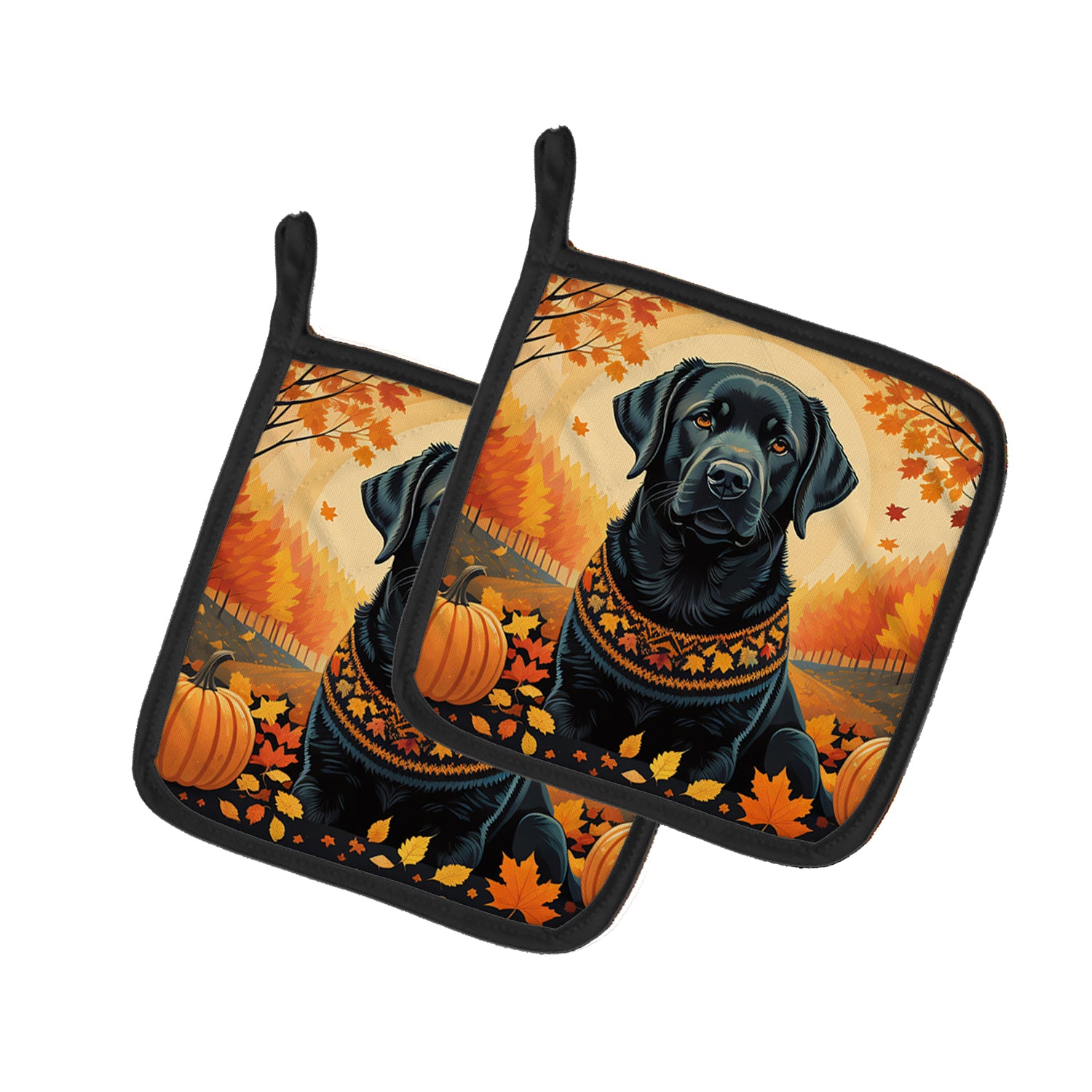 Buy this Black Labrador Retriever Fall Pair of Pot Holders