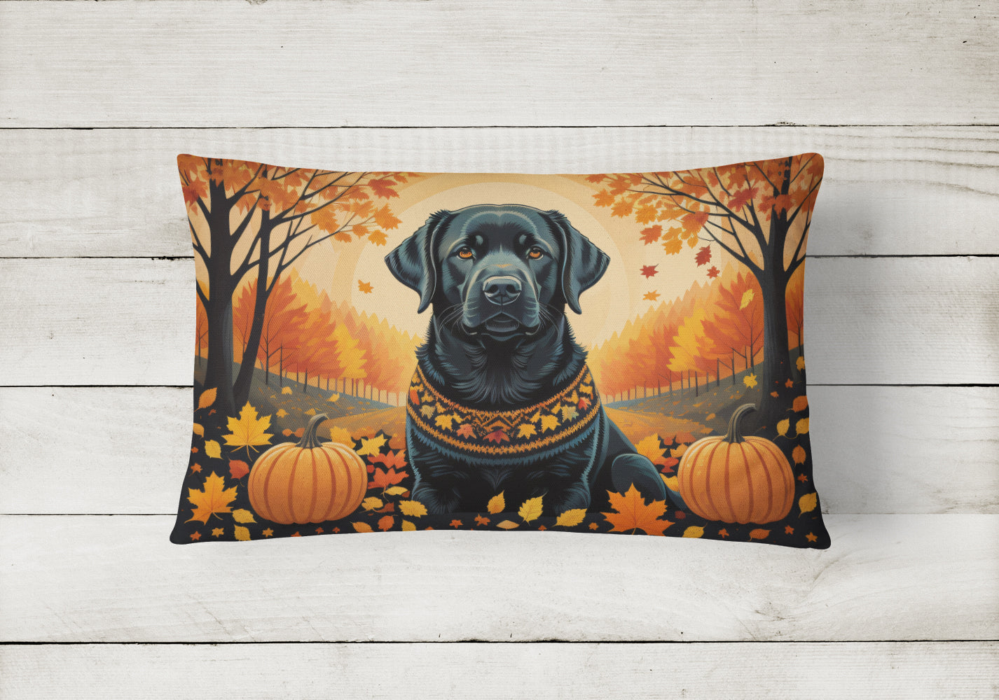 Buy this Black Labrador Retriever Fall Fabric Decorative Pillow