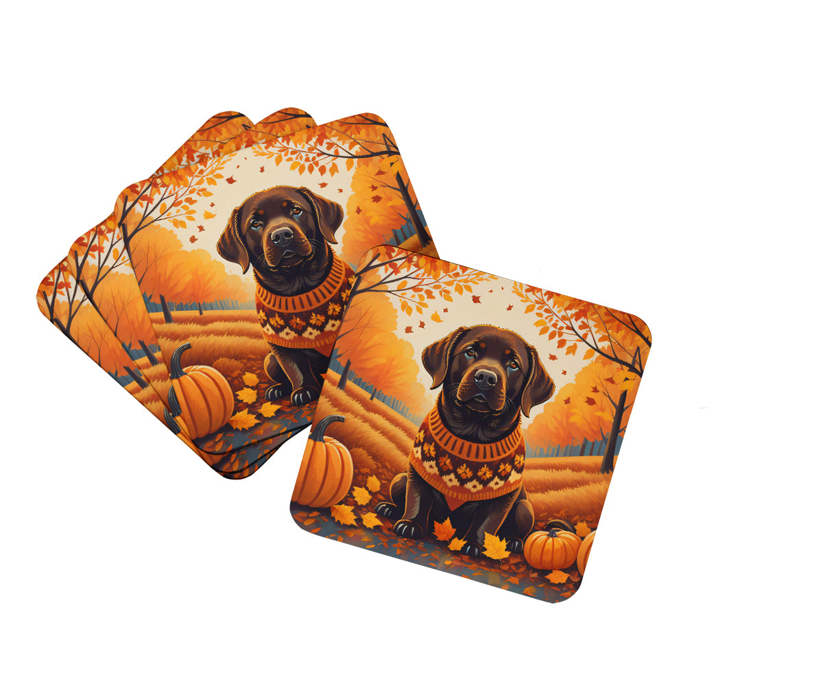 Buy this Chocolate Labrador Retriever Fall Foam Coaster Set of 4