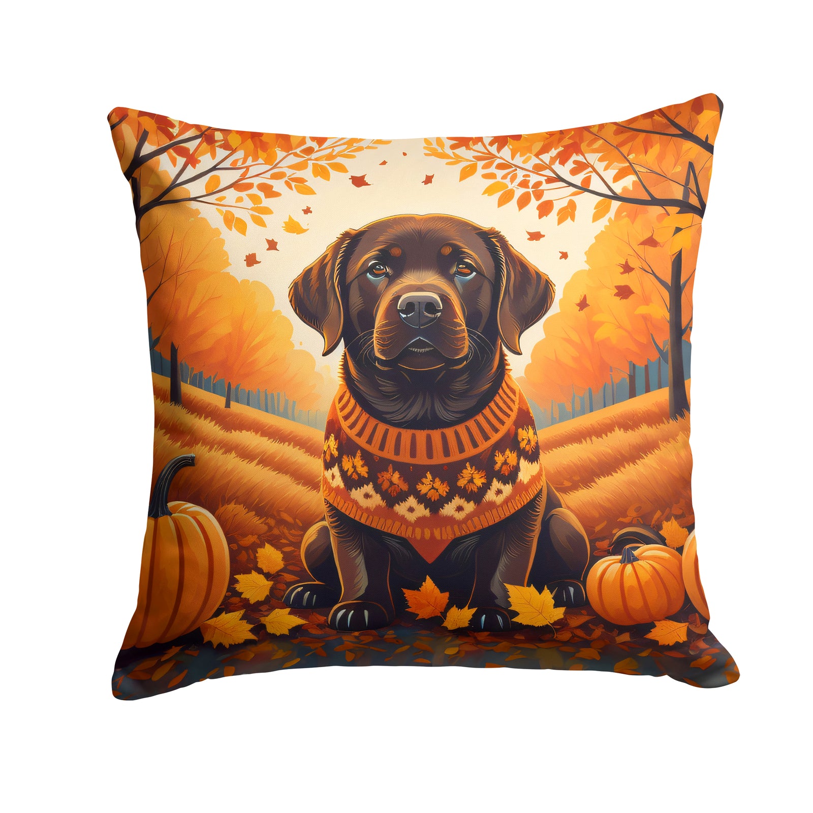 Buy this Chocolate Labrador Retriever Fall Fabric Decorative Pillow