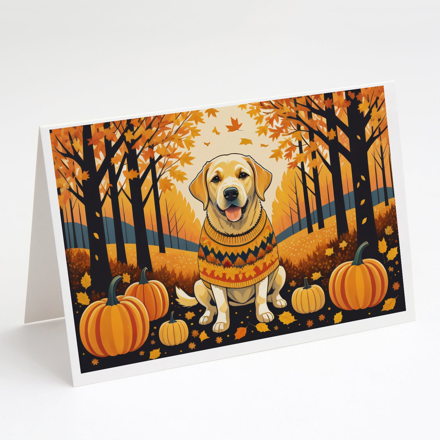 Buy this Yellow Labrador Retriever Fall Greeting Cards and Envelopes Pack of 8