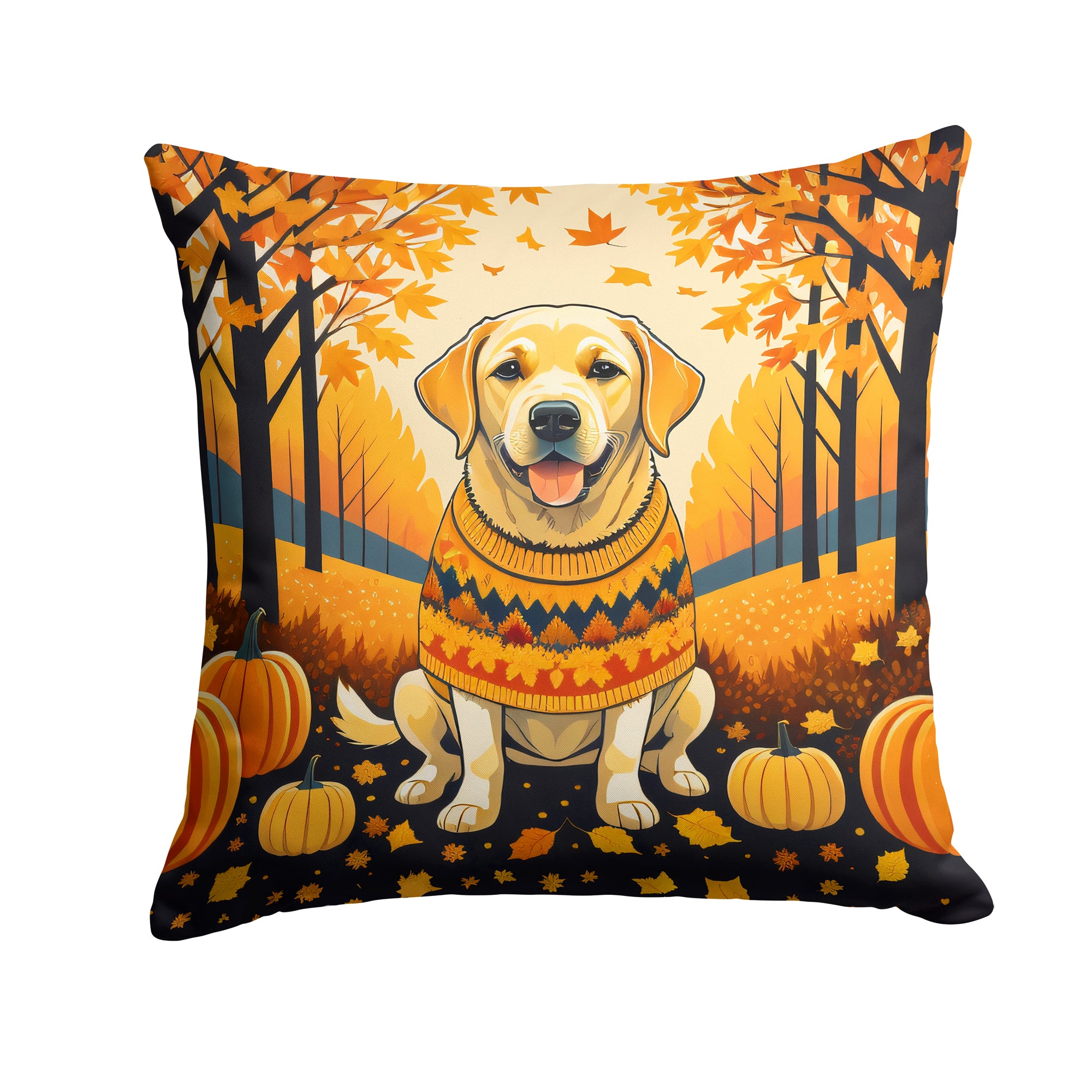 Buy this Yellow Labrador Retriever Fall Fabric Decorative Pillow