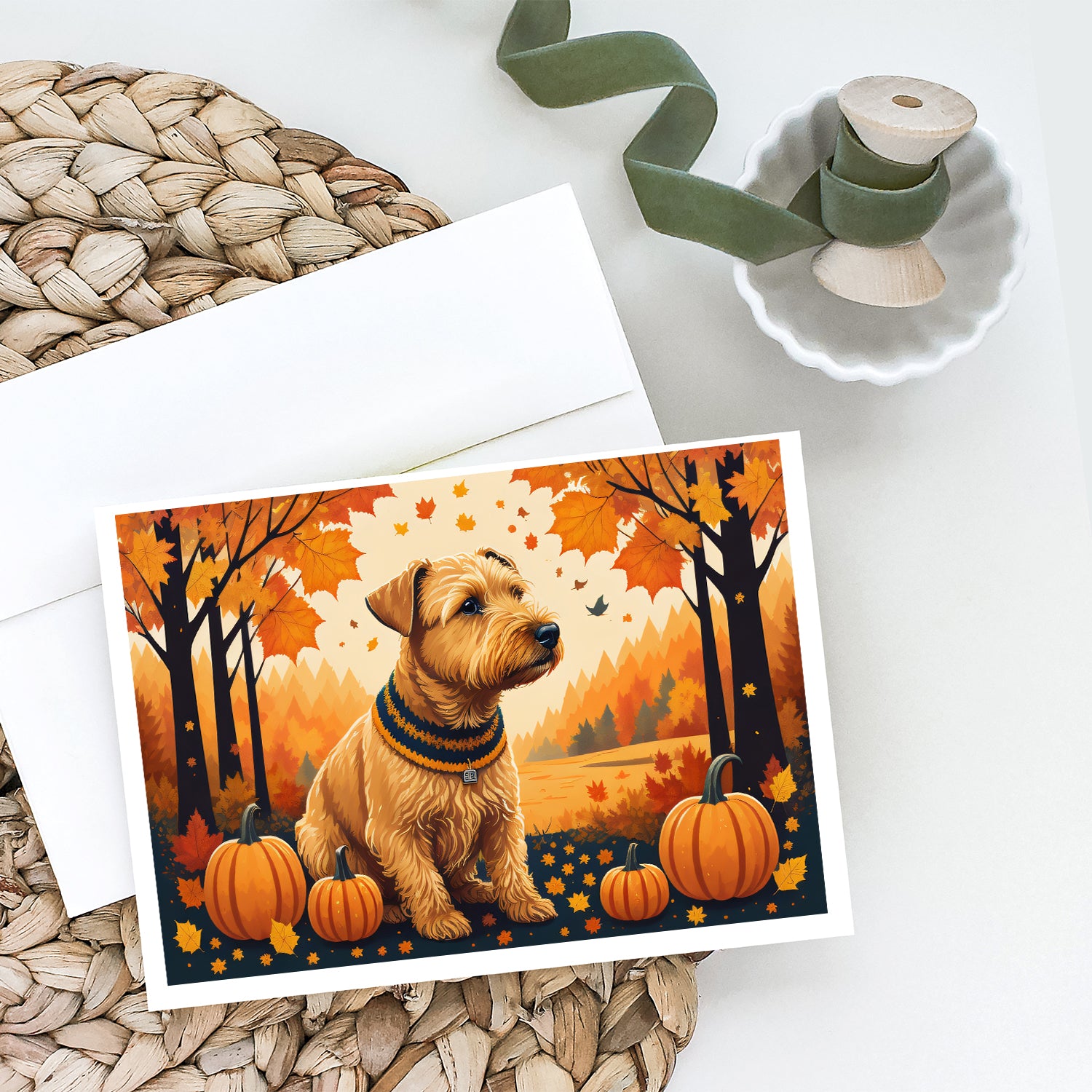 Lakeland Terrier Fall Greeting Cards and Envelopes Pack of 8  the-store.com.