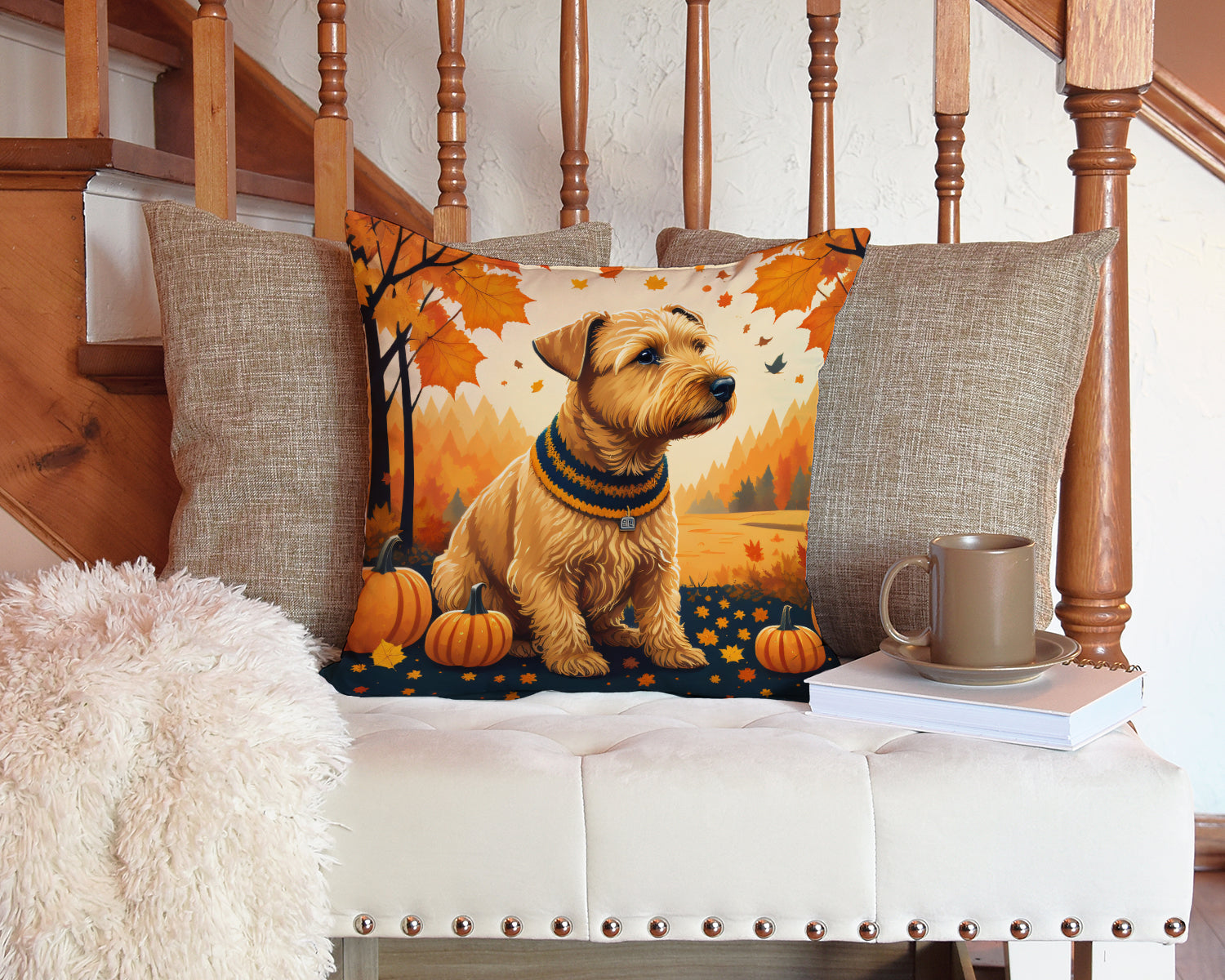 Lakeland Terrier Fall Fabric Decorative Pillow  the-store.com.