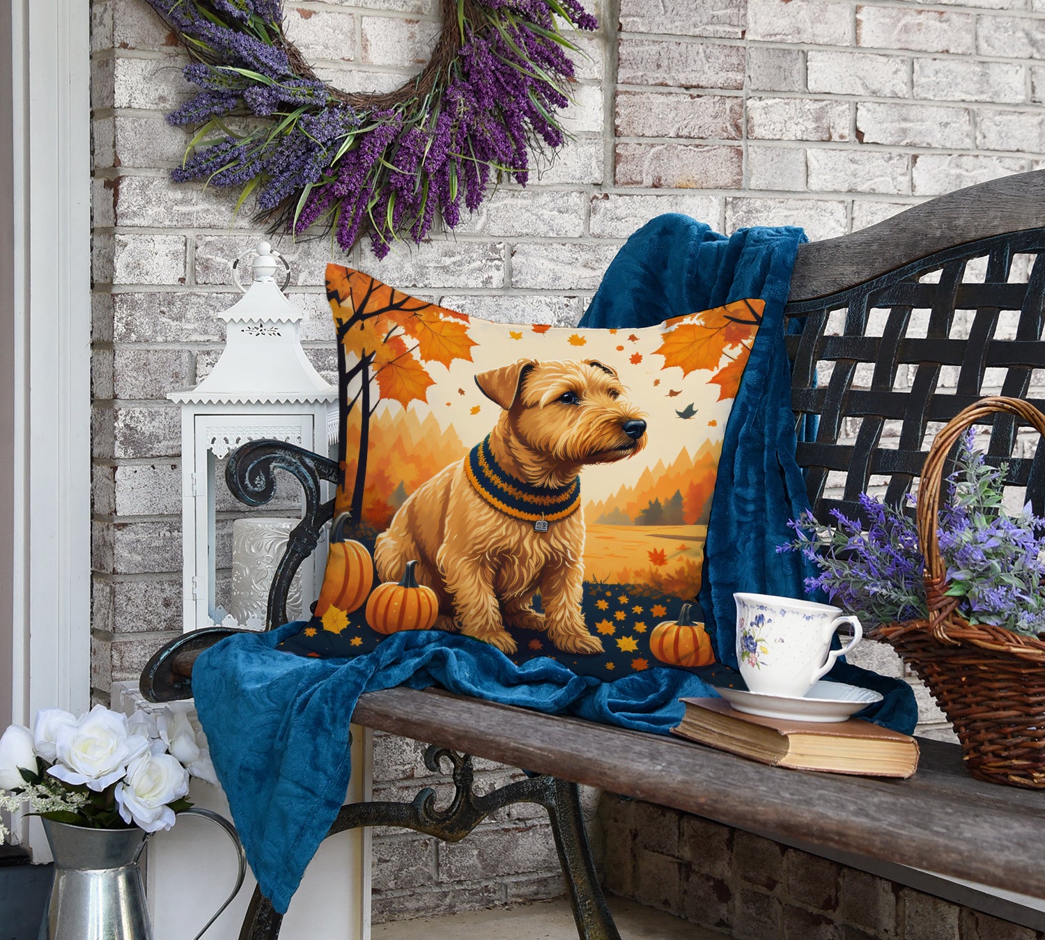 Lakeland Terrier Fall Fabric Decorative Pillow  the-store.com.