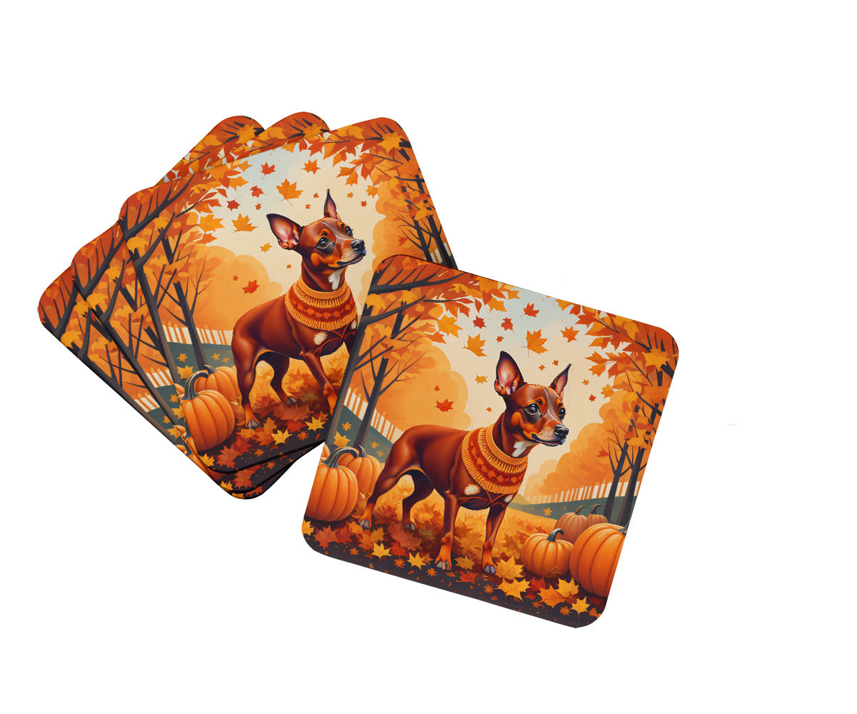 Buy this Red Miniature Pinscher Fall Foam Coaster Set of 4