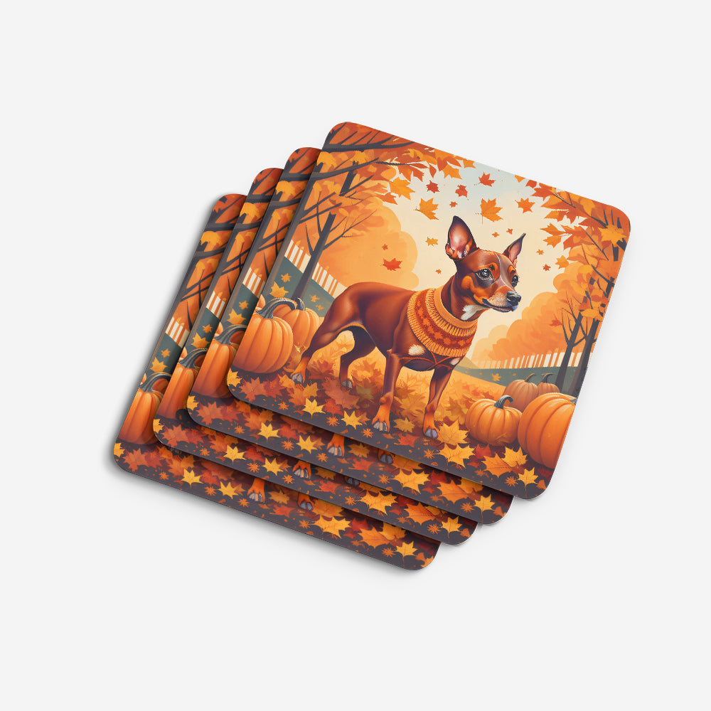 Red Miniature Pinscher Fall Foam Coaster Set of 4