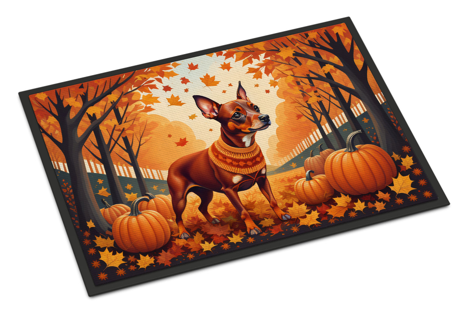 Buy this Red Miniature Pinscher Fall Indoor or Outdoor Mat 24x36