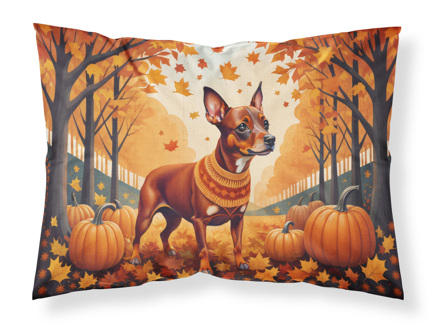 Buy this Red Miniature Pinscher Fall Fabric Standard Pillowcase