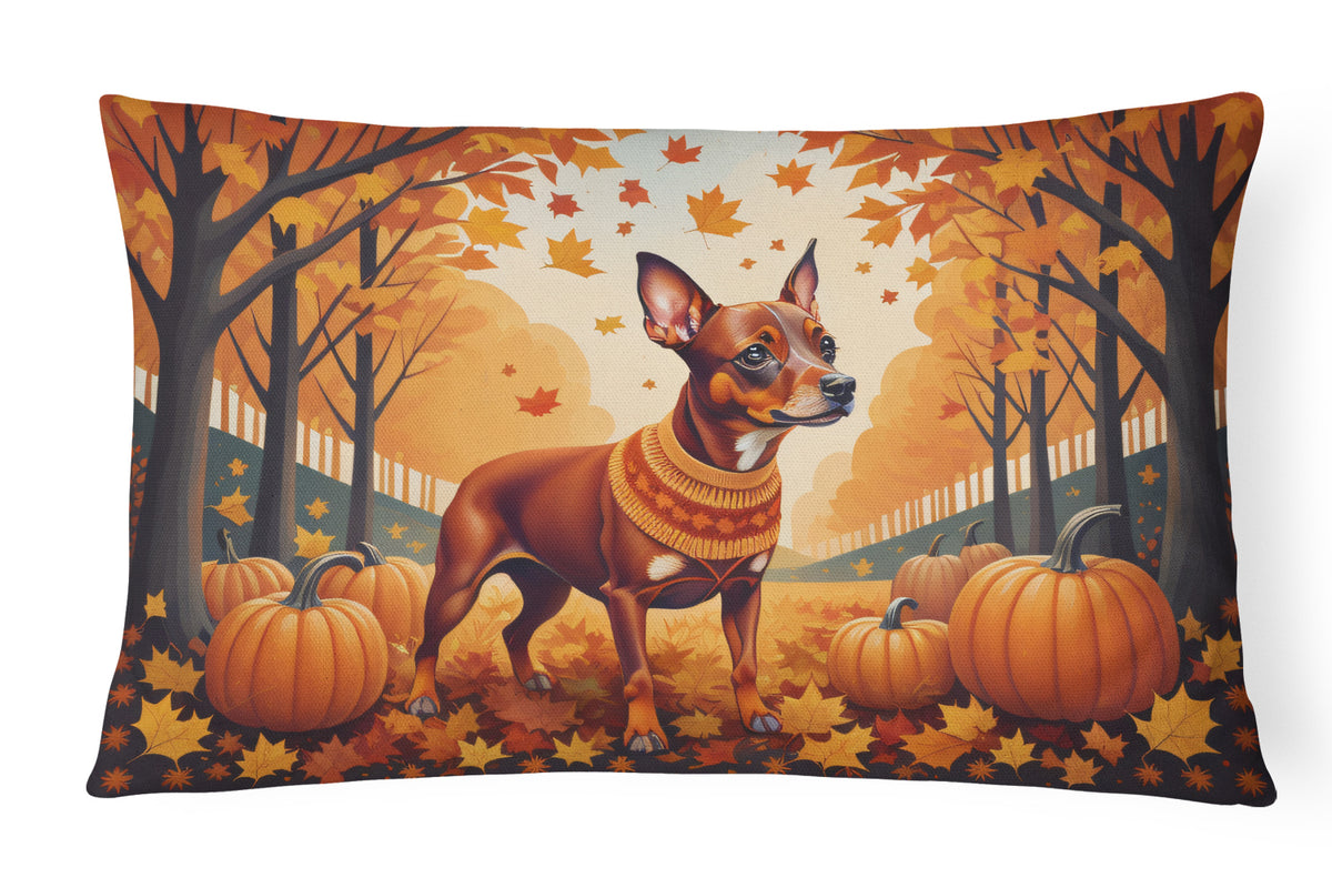 Buy this Red Miniature Pinscher Fall Fabric Decorative Pillow