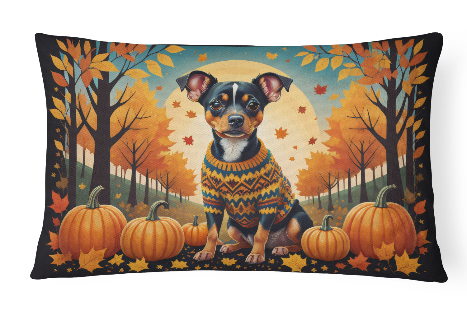 Buy this Miniature Pinscher Fall Fabric Decorative Pillow