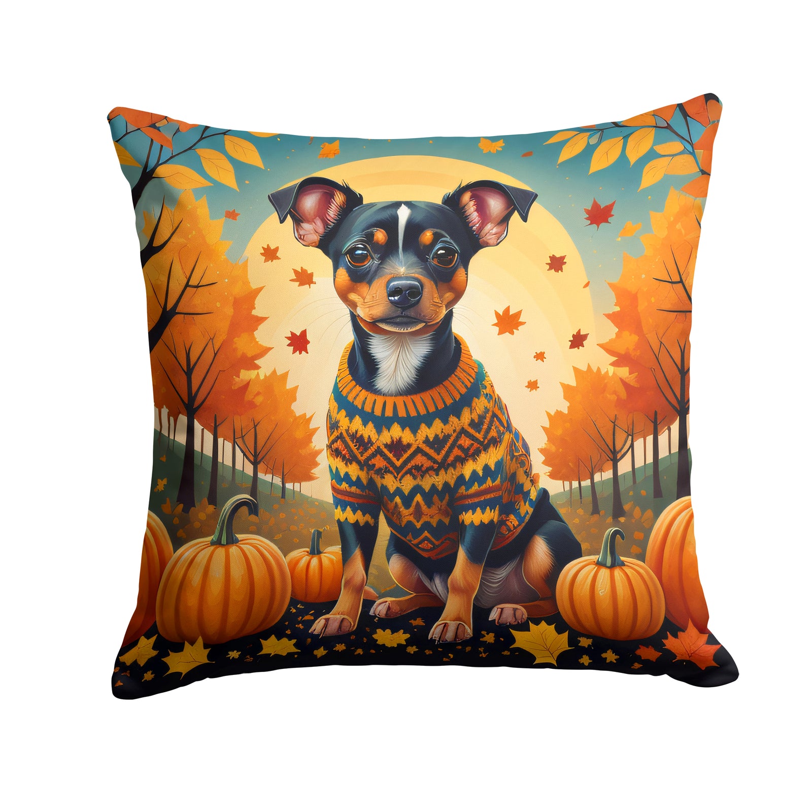 Buy this Miniature Pinscher Fall Fabric Decorative Pillow