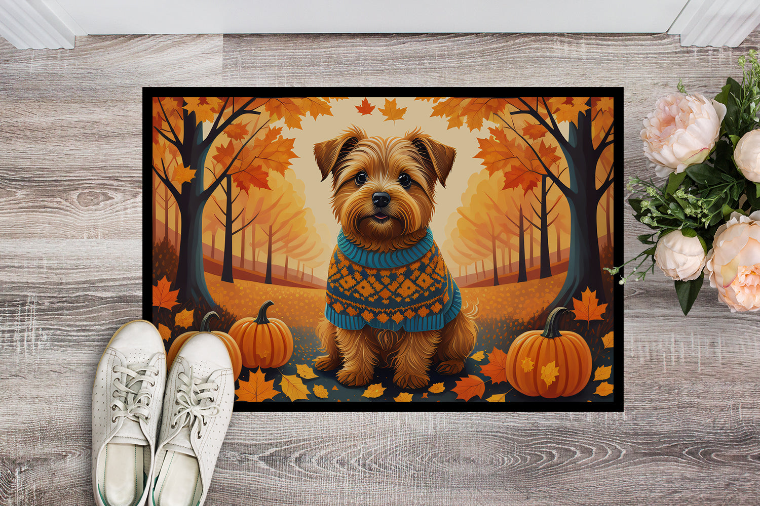 Norfolk Terrier Fall Indoor or Outdoor Mat 24x36