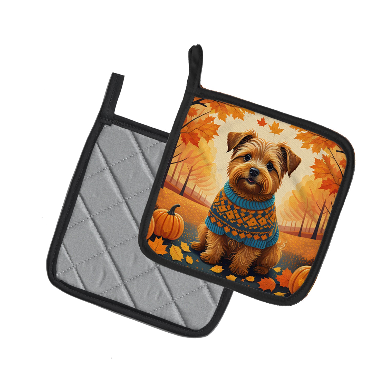 Norfolk Terrier Fall Pair of Pot Holders  the-store.com.