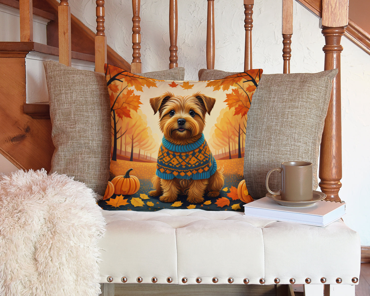 Norfolk Terrier Fall Fabric Decorative Pillow  the-store.com.