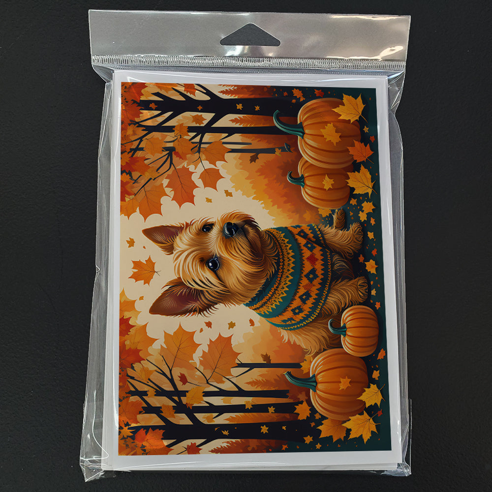 Norwich Terrier Fall Greeting Cards and Envelopes Pack of 8  the-store.com.