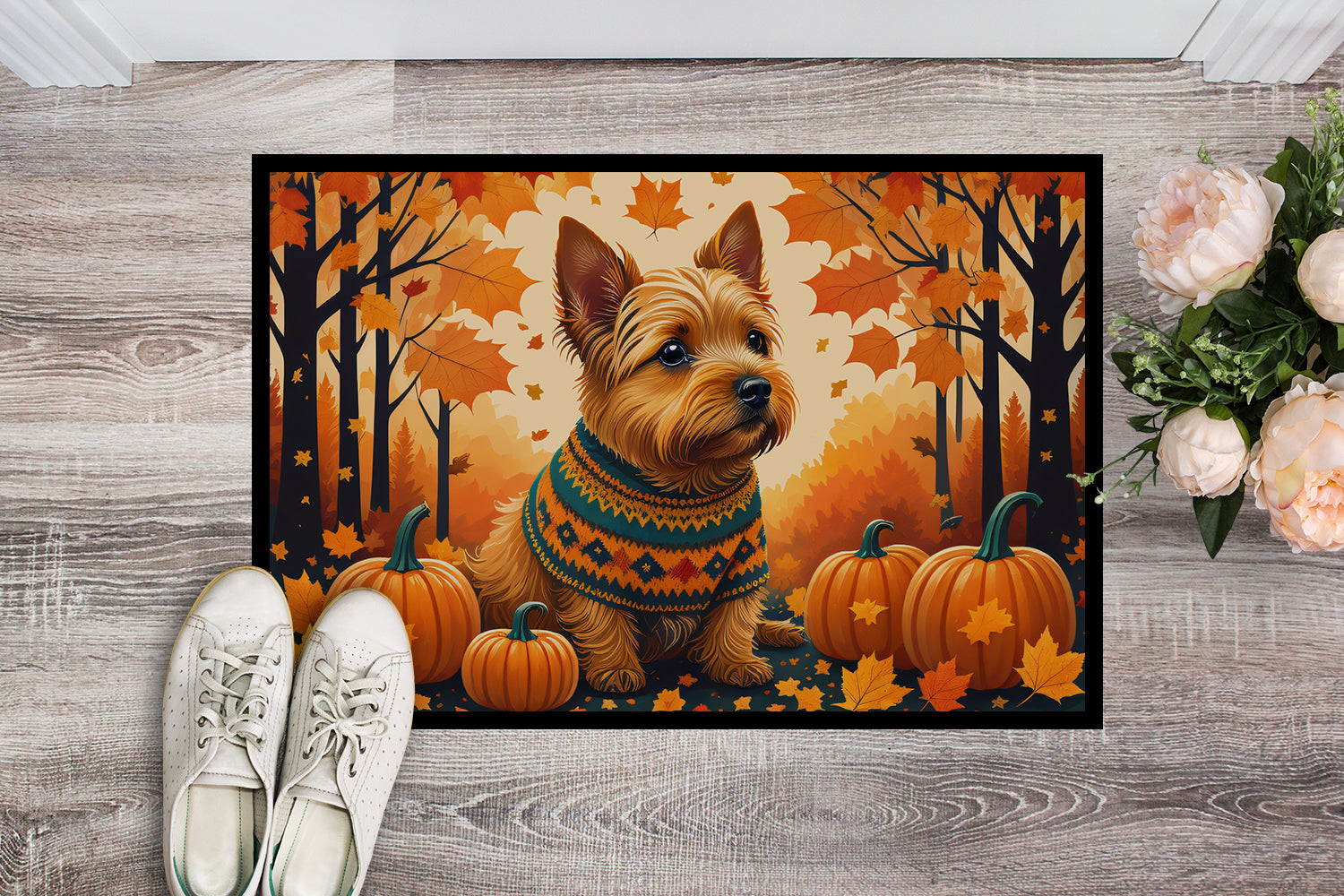 Norwich Terrier Fall Indoor or Outdoor Mat 24x36  the-store.com.