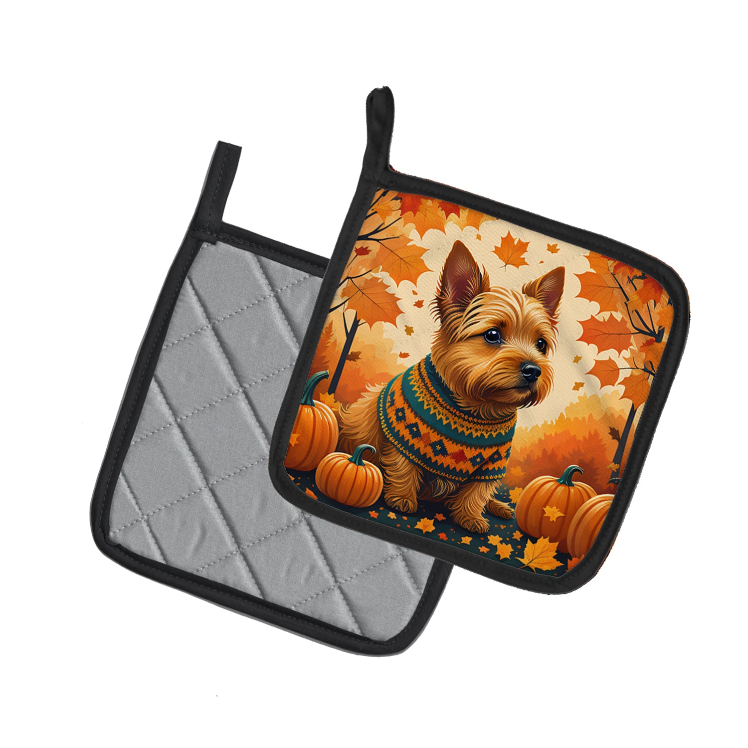 Norwich Terrier Fall Pair of Pot Holders  the-store.com.