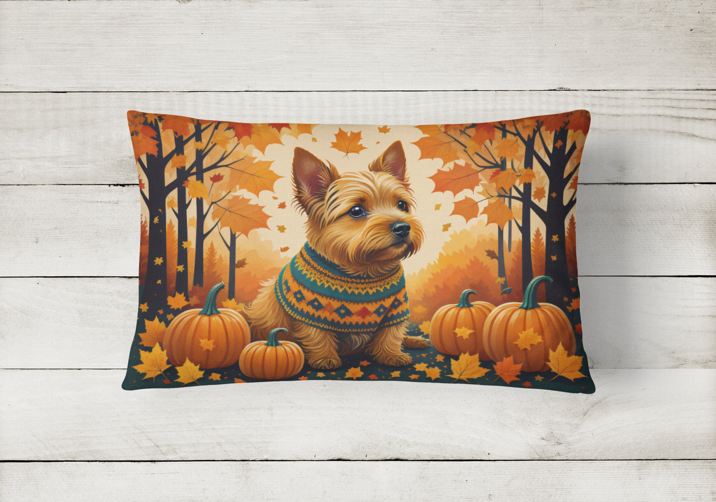 Norwich Terrier Fall Fabric Decorative Pillow  the-store.com.