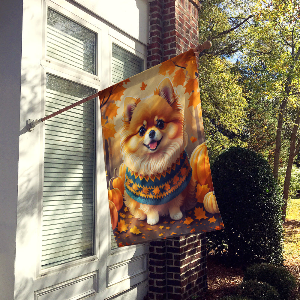 Pomeranian Fall House Flag  the-store.com.