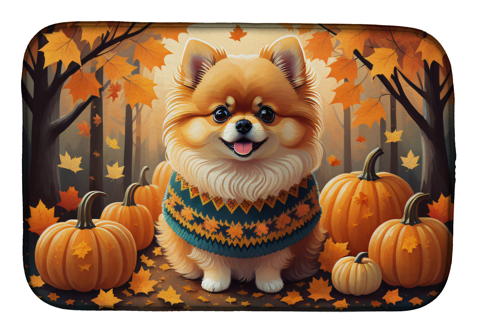 Buy this Pomeranian Fall Dish Drying Mat