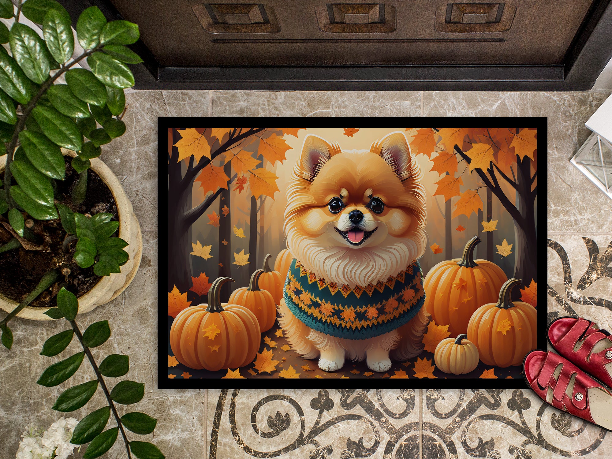 Pomeranian Fall Doormat 18x27  the-store.com.