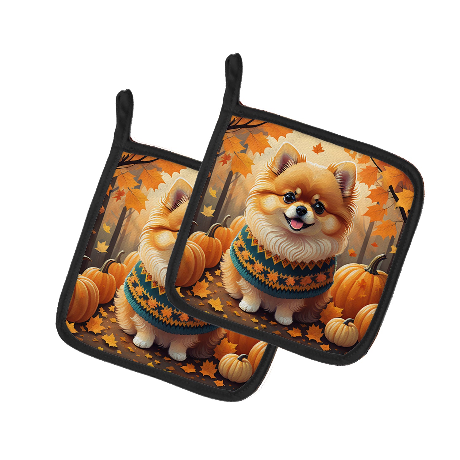 Buy this Pomeranian Fall Pair of Pot Holders