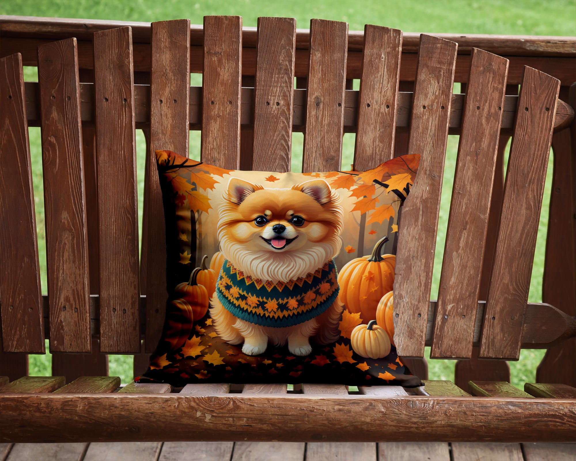 Pomeranian Fall Fabric Decorative Pillow  the-store.com.